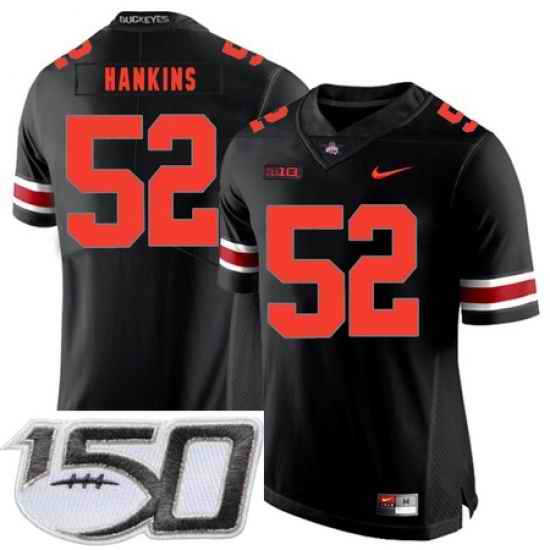 Ohio State Buckeyes 52 Johnathan Hankins Black Shadow Nike College Football Stitched 150th Anniversary Patch Jersey